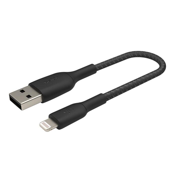 Belkin BoostCharge geflochtenes 15 cm Lightning/USB-A Kabel, schwarz Belkin BoostCharge geflochtenes 15 cm Lightning/USB-A Kabel, schwarz
